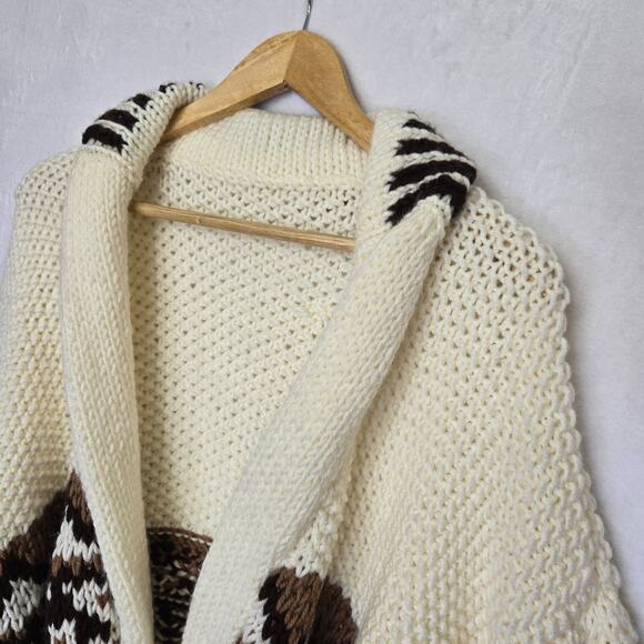 Vtg Handmade 70's ASO Starsky & Hutch Shawl Collar Cardigan Mexican Sweater M/L - Picture 5 of 12
